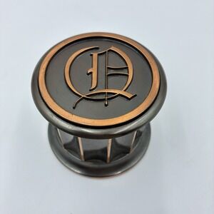 Brass Desktop Postage Stamp Roll Dispenser Holder Vintage Monogram Q or O